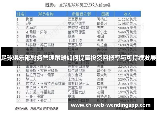 足球俱乐部财务管理策略如何提高投资回报率与可持续发展 足球俱乐部财务管理策略如何提高投资回报率与可持续发展